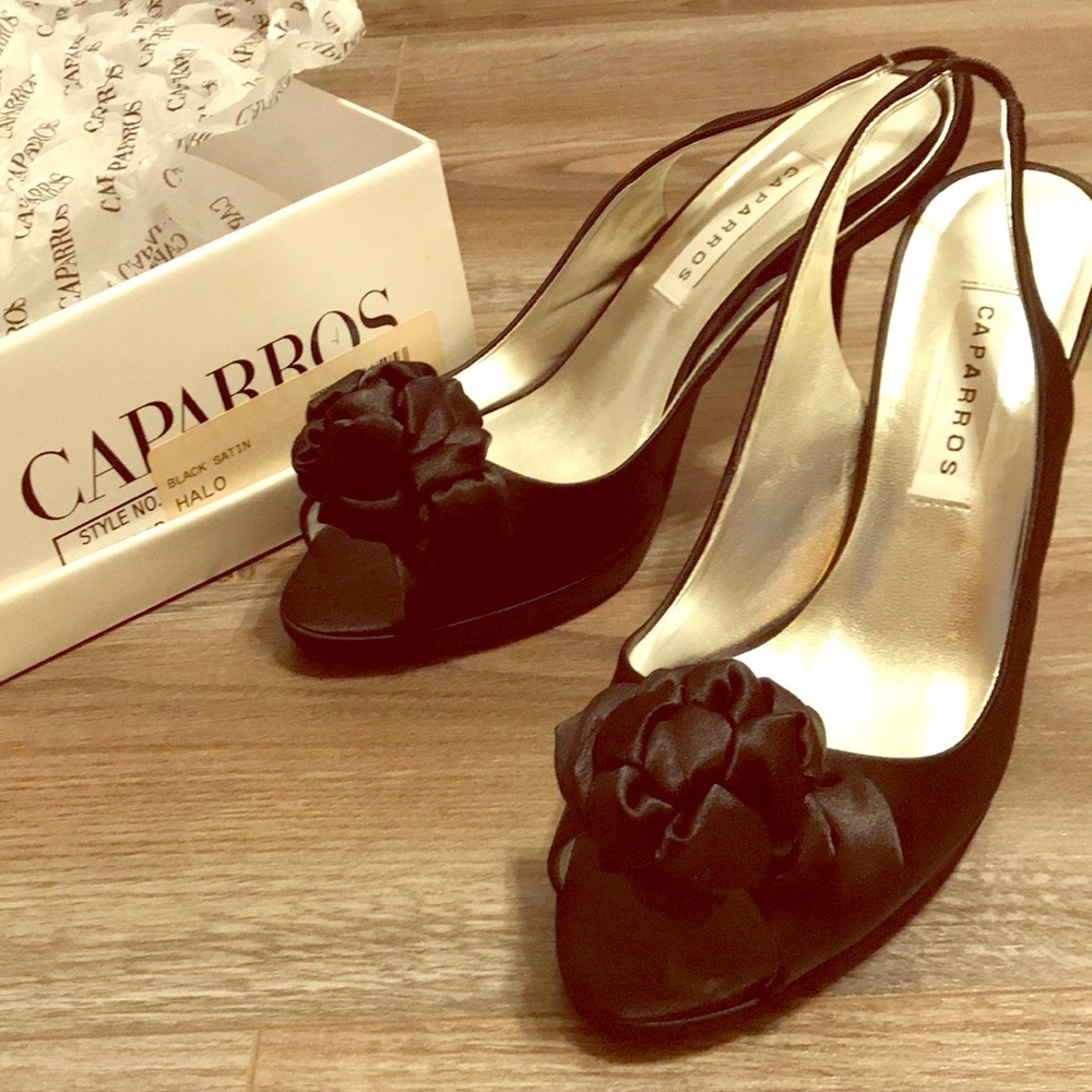 satin peep toe shoes